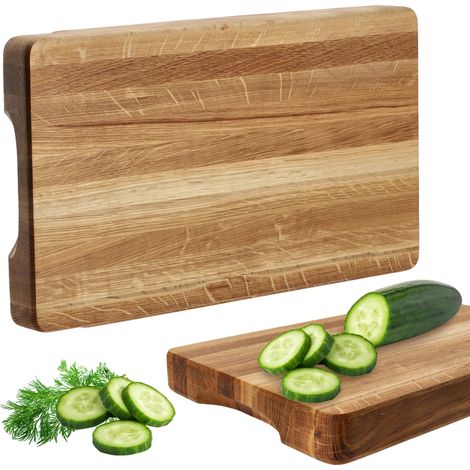 Planche à découper, bois de chêne durable, utilisation polyvalente en cuisine, Marron (1/5)