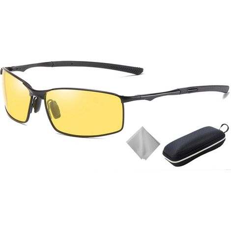 1 Paire Lunettes de conduite, verres polarisés, monture aluminium, protection UV400, anti-éblouissement, pour nuit et mauvais temps (1/5)