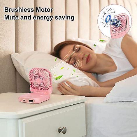 ventilateur Usb (rose) Mini Ventilateur Ventilateur Main Silencieux Suspension, Usb Rechargeable Avec 3 Vitesses, Fan Pliable Et Portable Pour Ma (1/5)