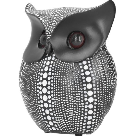 Statue de hibou en résine, sculpture animale innovante, ornement décoratif pour bureau, BS1028, noir à pois blancs (1/5)