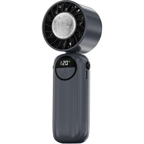 Lot de 2 ventilateurs portatifs rechargeables – Ventilateurs turbo portables avec 6 vitesses de ventilation, design pliable à 90° (Gris) (1/5)