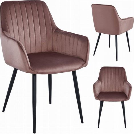 Silla Solden - terciopelo rosa / patas negras x 1 (1/3)