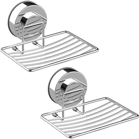 2er-Set Seifenschalen mit Saugnapf, Seifenhalter aus Edelstahl 304, Schwammhalter, robuste Aufbewahrungsschale für Bad und Küche, kein Bohren erforderlich, Silber (1/4)