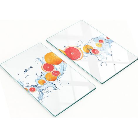 Tablas de cortar de cristal para cocina con dibujos de agua de pomelo, 2 x 30 x 52 cm. (1/5)