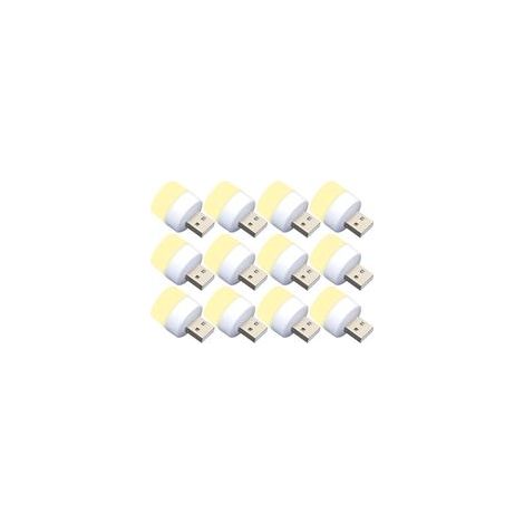 Lot de 12 mini ampoules LED USB de nuit, sans capteur de lumière, blanc chaud, compactes, idéales pour chambre à coucher, salle de bain, cuisine (1/5)