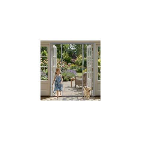 Moustiquaire Porte Fenetre 220x240cm Aimantée à Double Ouverture Latérale \u2013 Rideau Anti-Mouches et Moustiques avec Maille Très Dense, Idéal pour Porte de Balcon et Terrasse (Gris) (1/5)