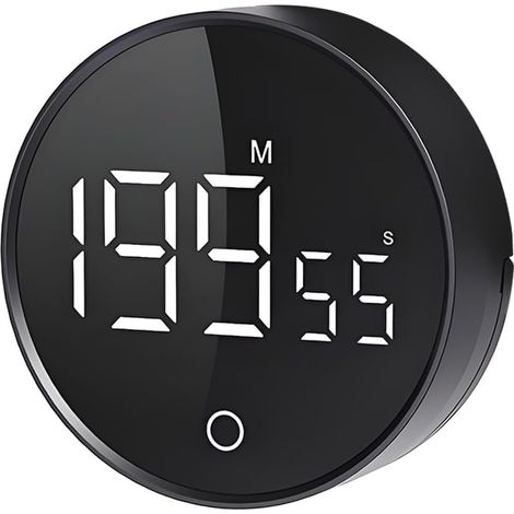 Minuteur Numérique F5 avec Compte à Rebours et Chronomètre – Molette Rotative, Volume Réglable, Aimant Intégré, Piles AAA – Idéal pour Cuisine, Étude, Bureau – Noir (1/5)