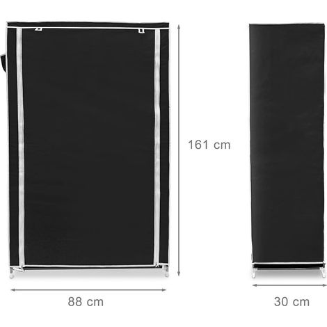 Meuble étagère armoire à chaussures tissu fermeture éclair 161 cm noir (1/4)