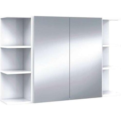 Conjunto muebles camerino Sulf 2 puertas espejo y 2 rinconeros acabado blanco brillo, (1/4)