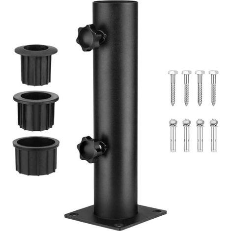 Universal adjustable parasol base with 3 PVC reducing rings, iron pipe parasol base. (1/5)