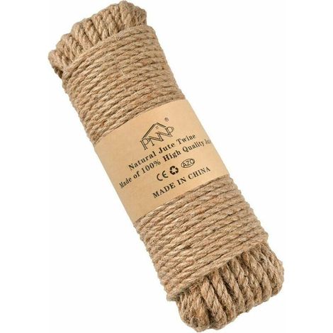 Ficelle Jute Starlight, Cordelette Jute 8mm x 30m, Corde Jute Naturel pour Décoration Mariage, Emballage de Décoration, Cadeau Bricolage d'art Créatif, Griffoir Chats, Marron