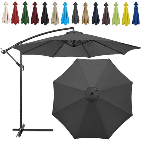 Auvent De Remplacement pour Parasol , Toile De Parasol Déporté Remplacement Pour Cour, Jardin, Plage, Protection UV,8ribs-350cm,Rouge Vin
