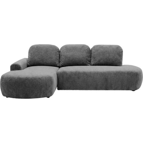 COLIN - Canapé d'angle tissu texturé 3 places Gris foncé Droit (1/5)