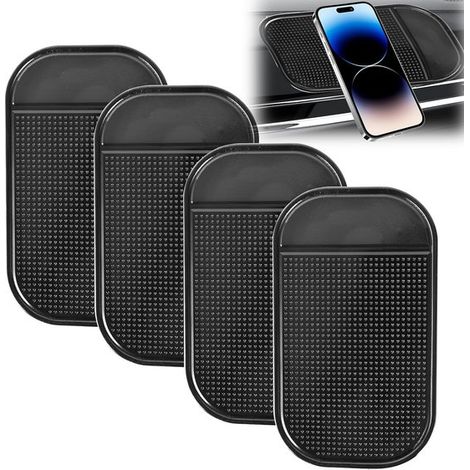 Set di 4 tappetini antiscivolo neri per cruscotto, per auto e casa. (1/5)