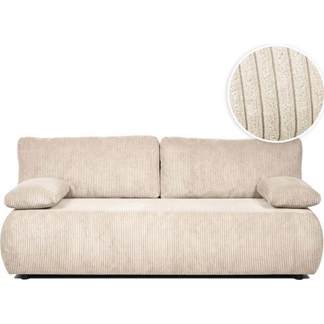 Canapé droit VELUTO convertible avec coffre en velours côtelé - Beige (1/5)