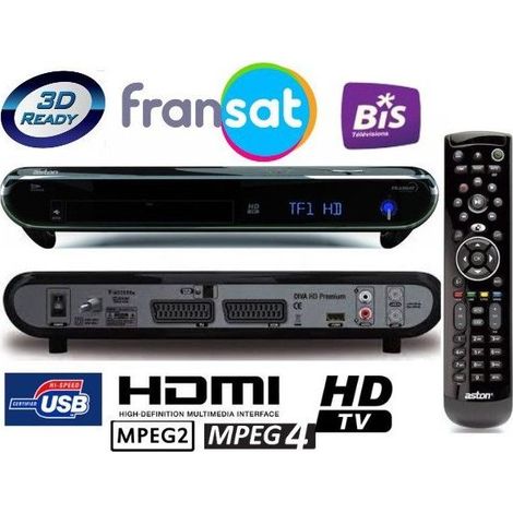 Aston Diva HD Premium Wifi intégré - Décodeur Satellite Numérique TNT HD FRANSAT USB PVR avec carte Viaccess Fransat