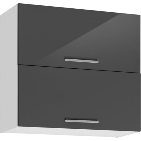 Meuble haut double de cuisine "Salma" - Gris graphite/Blanc - L 80 x H 72 cm - Livraison gratuite