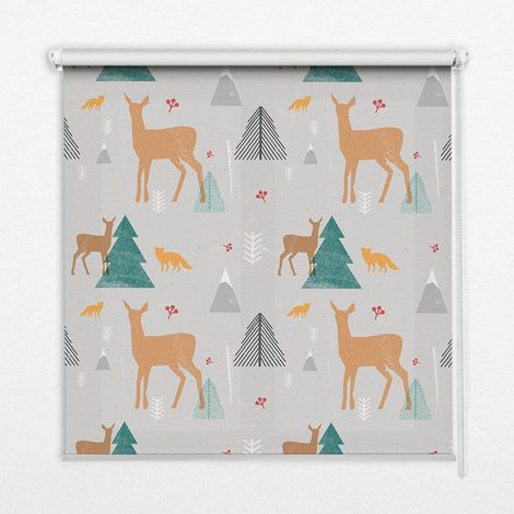 Tenda a Rullo Interna per Finestra - Tenda Filtrante Luce - Tenda Privacy - Tenda Decorativa Rettangolare - Rullo per Interni - (90 cm x 180 cm) - Caprioli nella foresta (1/5)