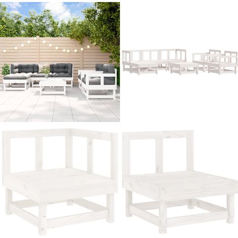 Set Salotto da Giardino 7 pz Bianco in Legno Massello di Pino - Mobili da giardino - Divani da giardino
