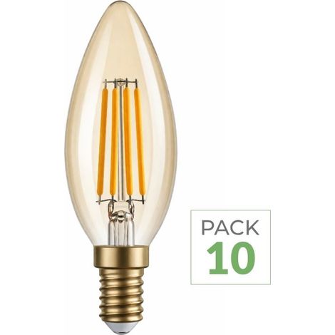 Ampoule E14 LED Filament 4W C35 Bougie - Pack de 10 / Blanc Chaud  - SILUMEN