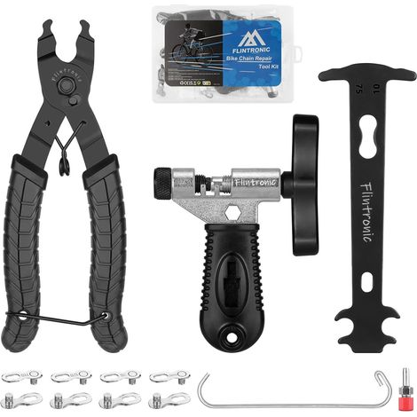 Bicycle Chain Tool Set, Bike Chain Plier + Bike Chain Splitter + Chain Wear Indicator + 4 Pairs of Bicycle Missing Links, 4-in-1 Bicycle Chain Pliers, For 6, 7, 8, 9, 10, and 11 Speeds (1/5)