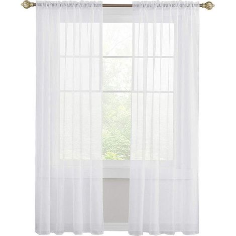 132x243 cm Blanc Rideaux Voilage à Oeillet Rideau Semi-Transparent intérieurs pour Chambre Salon Maison (1/5)