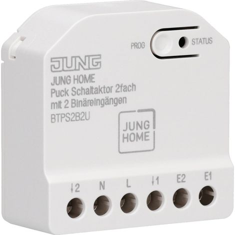 JUNG HOME BTPS2B2U PUCK ACTIONNEUR DE COMMUTATION ENCASTRÉ 2 VOIES BLUETOOTH MESH - 2 CANAUX AVEC 2 ENTRÉES BINAIRES