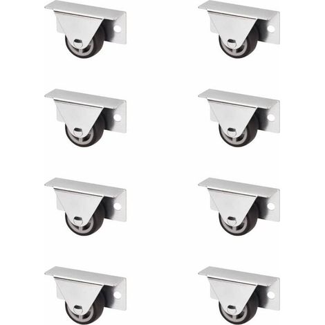 Set mit 8 TRIER Schrankrollen (Ø 30 mm, zur seitlichen Montage, dunkelgrau), feststehend. Ideal für Bettgestelle und Schubladen. - Crezuo (1/4)