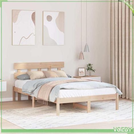 Cadre de lit - ABI - 120 x 190 cm - Bois de pin massif - 2 places - Design moderne (1/5)