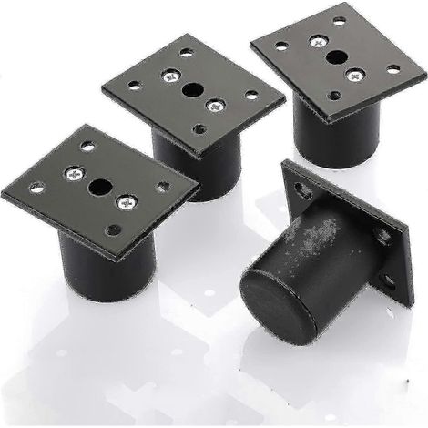 Ensemble de 4 pieds réglables en hauteur pour meubles, adaptés aux cadres de lit et aux meubles bas, noirs. (1/5)