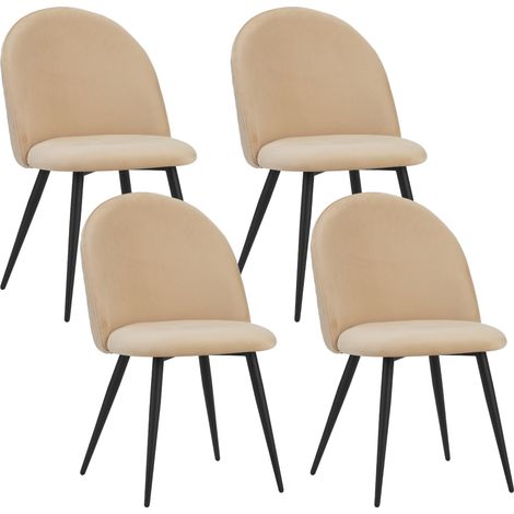 Albatros Esszimmerstühle mit Samt-Bezug 4er Set CAPO, Beige - Stilvolles Vintage Design, Eleganter Polsterstuhl am Esstisch - Küchenstuhl oder Stuhl Esszimmer mit hoher Belastbarkeit (1/5)