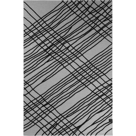 Tapis salon et chambre en coton 160x230 gris et noir tissé motif géométrique TUBE (1/5)