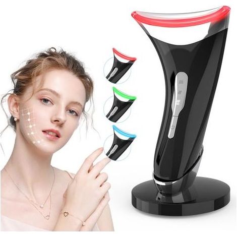 Appareil Massage Visage, Électrique Appareil Lifting Visage Double Menton avec 3 Modes LED, 45 ℃ EMS Chauffant Raffermissant Pour Visage et Cou - Anti Rides pour Les Femmes (1/5)