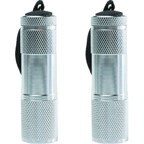 Mini lampe torche à revêtement en caoutchouc avec bandoulière, portable, idéale pour le camping et la randonnée, couleur argent.2Article (1/5)