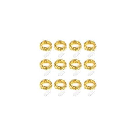 Set di 12 luci a stringa a batteria (batteria inclusa) 2M 20 LED bianco caldo filo di rame Luci a stringa per Natale, matrimoni, feste, decorazioni per costumi (viene fornito con 6 batterie di ricambi