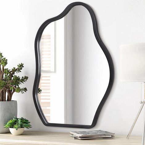 Miroir mural irrégulier asymétrique blanc cadre en bois nuageux miroir mural suspendu moderne unique salle de bain mur suspendu miroir décoratif chambre salon xuanguan couloir Art mur suspendu miroir (1/5)