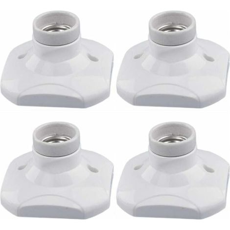Douille E27 - Céramique Haute Température 500 ℃ - Pour Ampoule LED Jusqu'à 60 W - Blanche Avec Anneau - Murale Plafonnier Balcon - Lot de 4 (1/5)