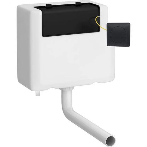 Universal Water Saving Dual Flush Bottom Inlet & Square Flush Plate - Matt Black