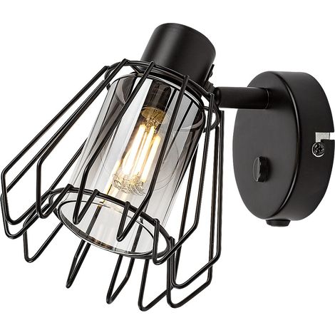Applique industriale nera orientabile vetro fumé E14 Rabalux (1/5)