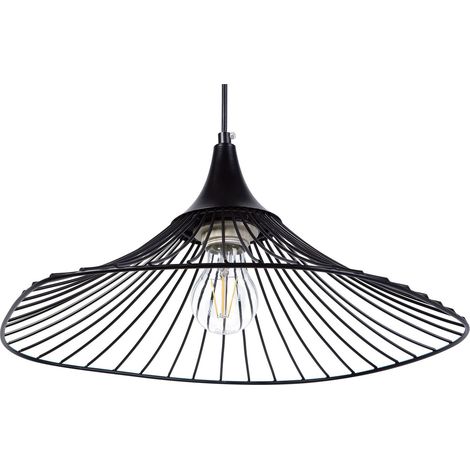 Lampe Suspension Filaire en Métal Noir E27 60W pour Ampoules Filament Solution Éclairage pour Maison au Design Industriel et Urbain Moderne Beliani