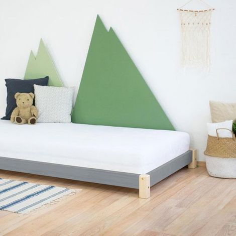 Lit simple TEENY 120 x 180 naturel et gris