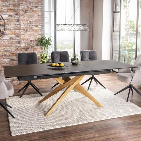 Table design céramique bronze - 180/230 cm - pieds bois - Viani (1/5)