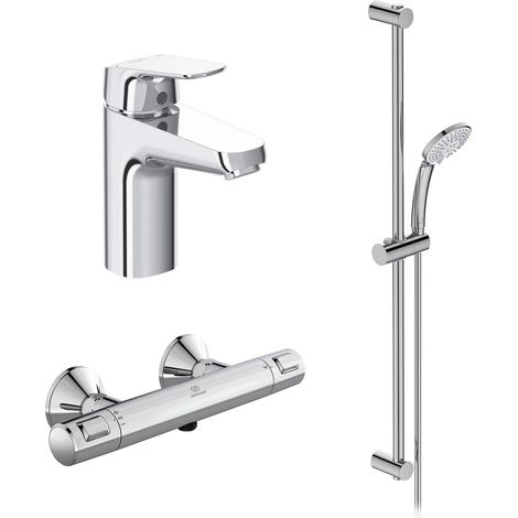 Ideal Standard - Ceraflex, Set miscelatori bagno, Kit rubinetti monocomando per lavabo con bocca alta e per vasca o doccia, Cromato (1/4)