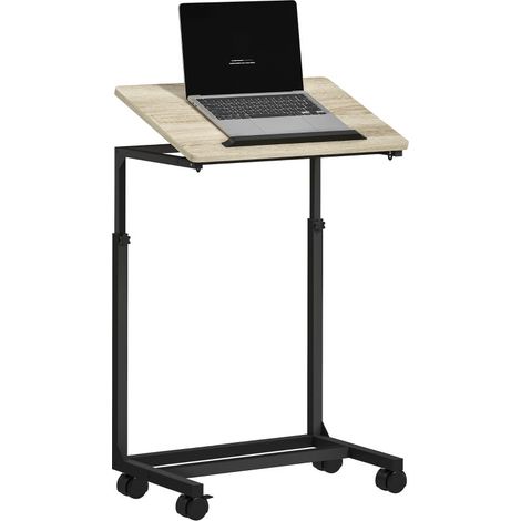 Table d'appoint réglable en hauteur avec roulettes métal pour bureau et chevet pratique et moderne. (1/5)