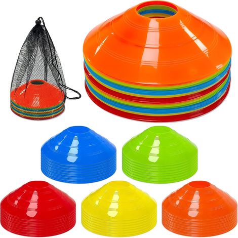 Conos de marcaje para fútbol, equipo esencial de entrenamiento, conos deportivos multicolores con red de almacenamiento para fútbol, baloncesto y agilidad. (1/5)