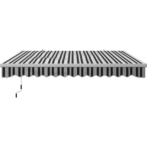 Toldo Rétractable Manuel 395x245 cm Anti-UV Imperméable Angle Ajustable Brazo Articulado Montage Mural Bleu Blanc