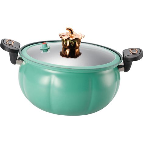 Autocuiseur miniature en forme de citrouille, antiadhésif, multifonctionnel, avec couvercle en verre, vert, 28 cm. (1/5)
