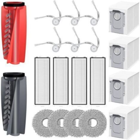 Lot von 20 Qrevo Curv-kompatiblen Zubehörteilen mit Roborock Qrevo Curv/Qrevo Edge, 2 Rollenbürsten, 4 HEPA-Filtern, 4 Beutelbeuteln, 4 Chiffon-Toilettenartikeln, 6 Seitentaschen (1/3)