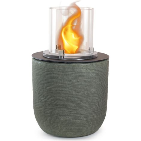 Chimenea de bioetanol Raffaello Verde Salvia, 35 x 55 cm, para interior y exterior – Estilo y sostenibilidad