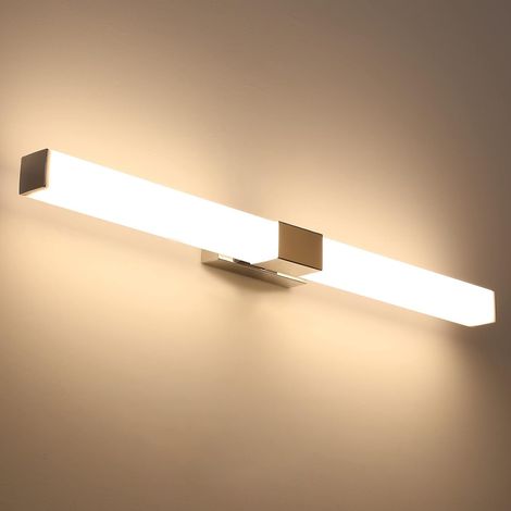 1 Applique murale LED, 80 cm, IP44, Acier inoxydable, 16 W, Blanc chaud, Salle de bain